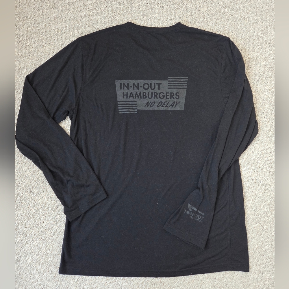 IN-N-OUT BURGER Official Men's "NO DELAY" Long Sleeve Black T-Shirt